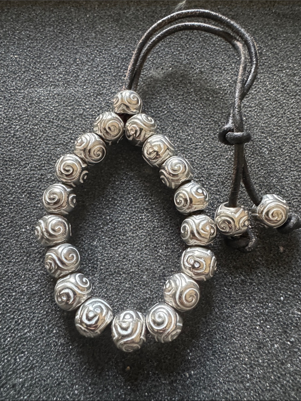 Adjustable Silver Spiral Bead Bracelet for Women